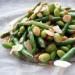 Frozen green beans in a frying pan